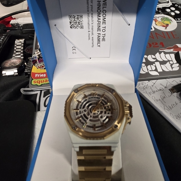 TechnoMarine Gold and White Automatic Watch